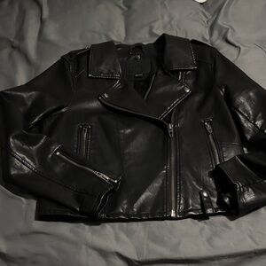 BLANKNYC Black Leather Motto Jacket
